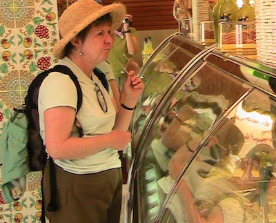 Enjoying gelato in the town of Capri